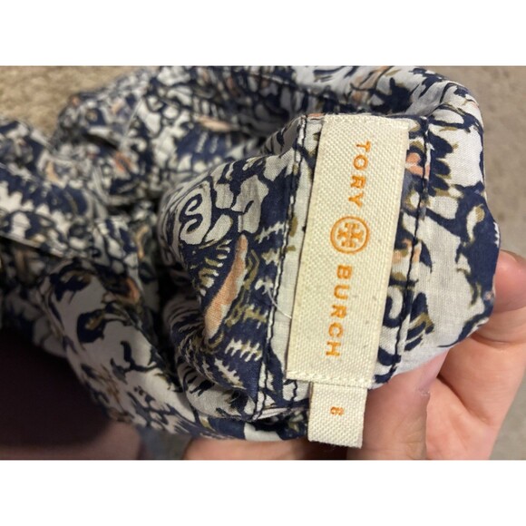 Tory Burch Women Blue Brigitte Printer Button Down Long Sleeve Size 8 - Picture 3 of 3
